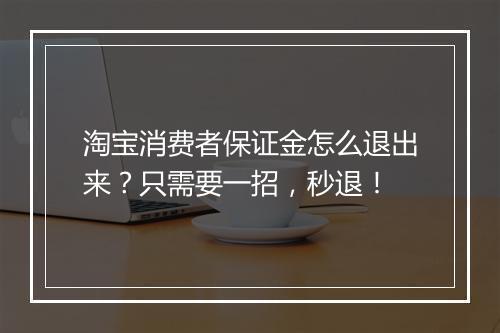 淘宝消费者保证金怎么退出来？只需要一招，秒退！