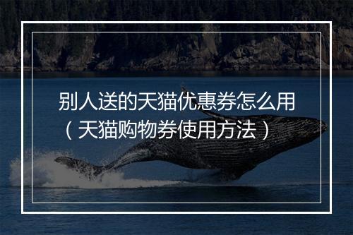 别人送的天猫优惠券怎么用（天猫购物券使用方法）