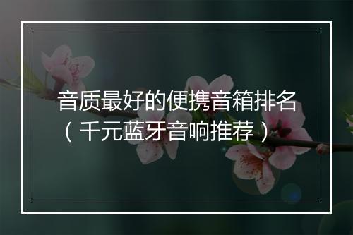 音质最好的便携音箱排名（千元蓝牙音响推荐）
