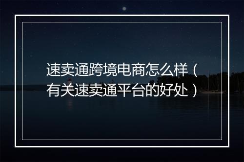 速卖通跨境电商怎么样（有关速卖通平台的好处）