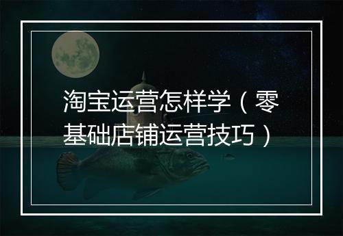 淘宝运营怎样学（零基础店铺运营技巧）