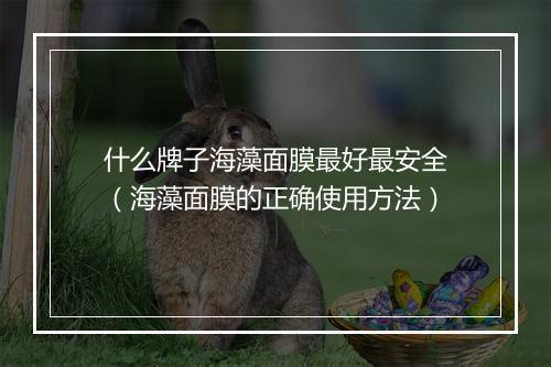 什么牌子海藻面膜最好最安全（海藻面膜的正确使用方法）