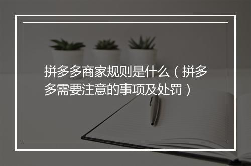 拼多多商家规则是什么（拼多多需要注意的事项及处罚）