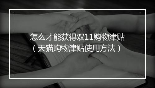 怎么才能获得双11购物津贴（天猫购物津贴使用方法）