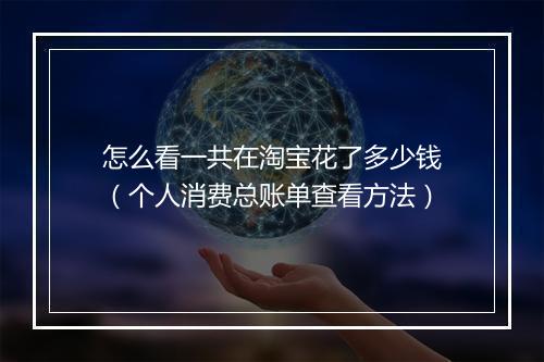 怎么看一共在淘宝花了多少钱（个人消费总账单查看方法）