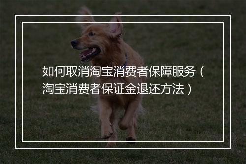 如何取消淘宝消费者保障服务（淘宝消费者保证金退还方法）