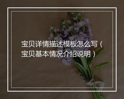 宝贝详情描述模板怎么写（宝贝基本情况介绍说明）