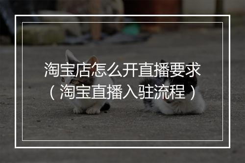 淘宝店怎么开直播要求（淘宝直播入驻流程）