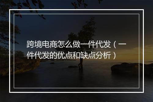 跨境电商怎么做一件代发（一件代发的优点和缺点分析）