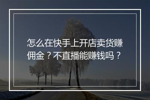 怎么在快手上开店卖货赚佣金？不直播能赚钱吗？