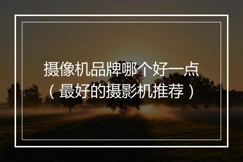 摄像机品牌哪个好一点（最好的摄影机推荐）
