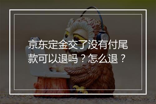 京东定金交了没有付尾款可以退吗？怎么退？