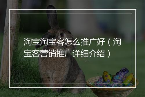 淘宝淘宝客怎么推广好（淘宝客营销推广详细介绍）