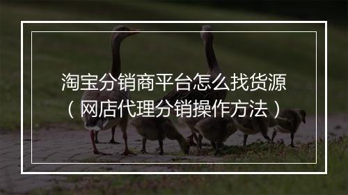 淘宝分销商平台怎么找货源（网店代理分销操作方法）