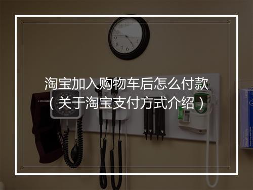 淘宝加入购物车后怎么付款（关于淘宝支付方式介绍）