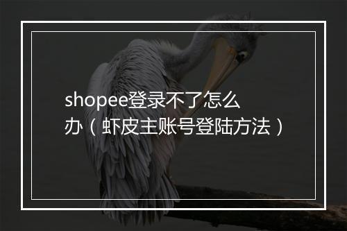 shopee登录不了怎么办（虾皮主账号登陆方法）