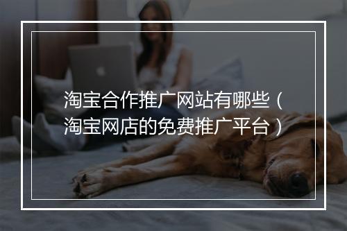 淘宝合作推广网站有哪些（淘宝网店的免费推广平台）