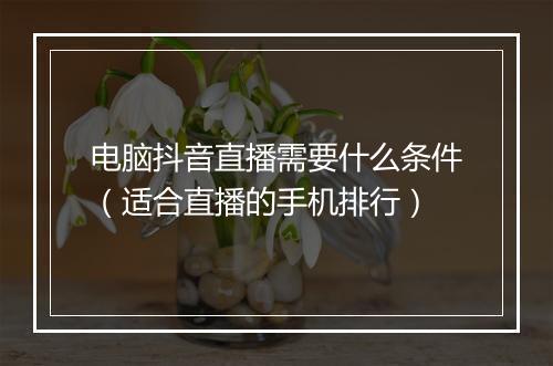 电脑抖音直播需要什么条件（适合直播的手机排行）