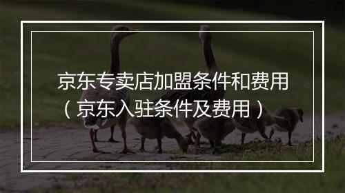 京东专卖店加盟条件和费用（京东入驻条件及费用）