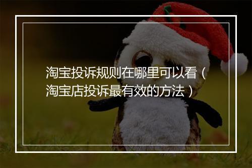 淘宝投诉规则在哪里可以看（淘宝店投诉最有效的方法）