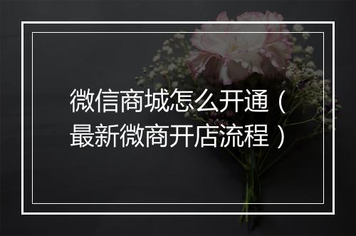 微信商城怎么开通（最新微商开店流程）