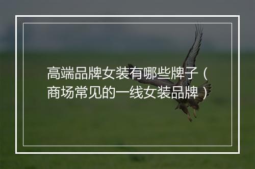 高端品牌女装有哪些牌子（商场常见的一线女装品牌）