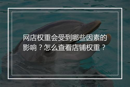 网店权重会受到哪些因素的影响？怎么查看店铺权重？