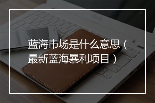 蓝海市场是什么意思（最新蓝海暴利项目）