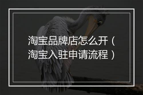 淘宝品牌店怎么开（淘宝入驻申请流程）