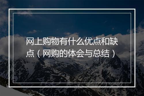 网上购物有什么优点和缺点（网购的体会与总结）