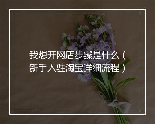 我想开网店步骤是什么（新手入驻淘宝详细流程）