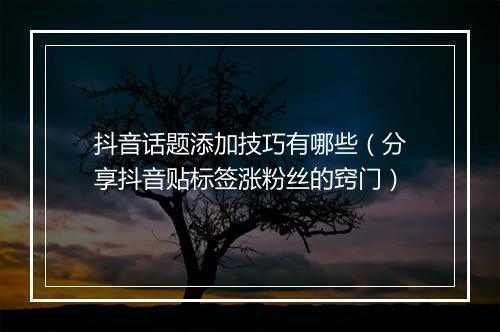 抖音话题添加技巧有哪些（分享抖音贴标签涨粉丝的窍门）