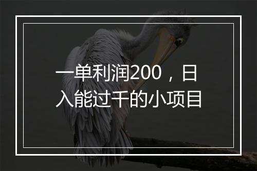 一单利润200，日入能过千的小项目