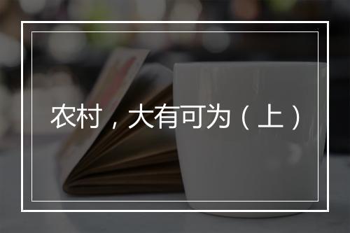 农村，大有可为（上）