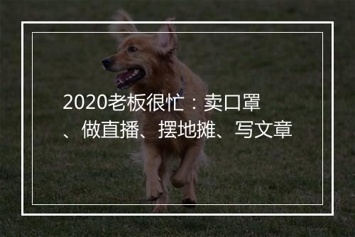 2020老板很忙：卖口罩、做直播、摆地摊、写文章