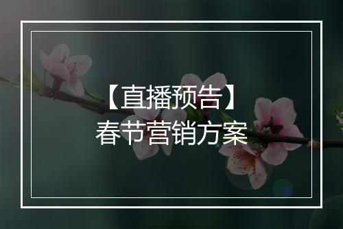 【直播预告】春节营销方案