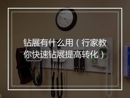 钻展有什么用（行家教你快速钻展提高转化）