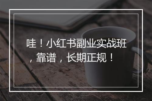 哇！小红书副业实战班，靠谱，长期正规！