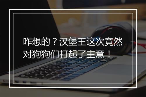 咋想的？汉堡王这次竟然对狗狗们打起了主意！