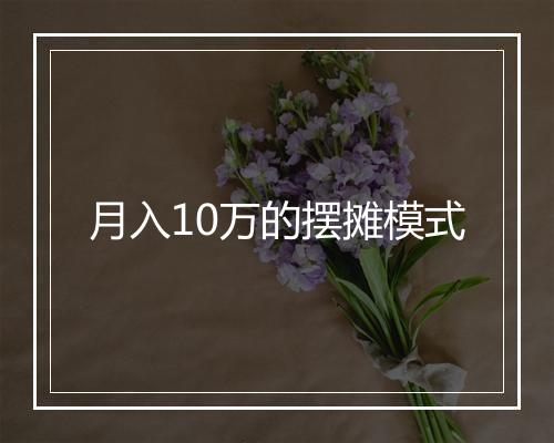 月入10万的摆摊模式