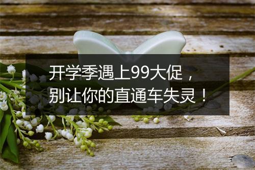 开学季遇上99大促，别让你的直通车失灵！