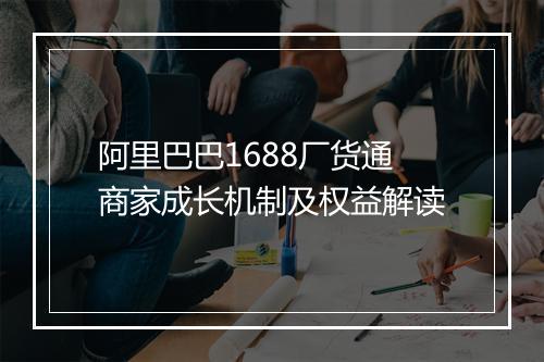 阿里巴巴1688厂货通商家成长机制及权益解读