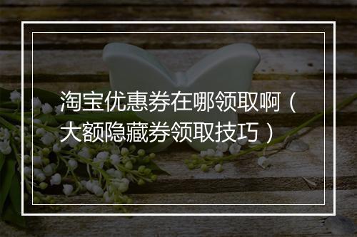 淘宝优惠券在哪领取啊（大额隐藏券领取技巧）