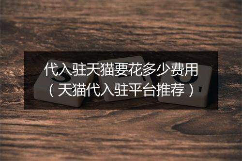 代入驻天猫要花多少费用（天猫代入驻平台推荐）