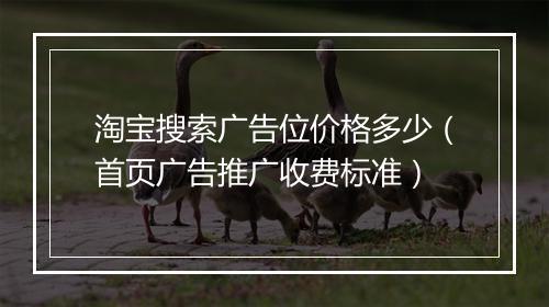 淘宝搜索广告位价格多少（首页广告推广收费标准）