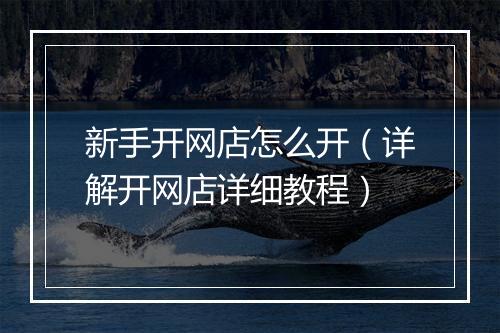 新手开网店怎么开（详解开网店详细教程）