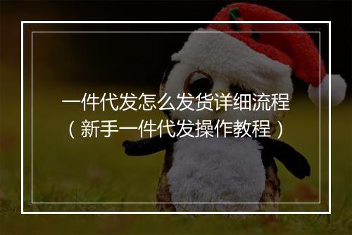 一件代发怎么发货详细流程（新手一件代发操作教程）