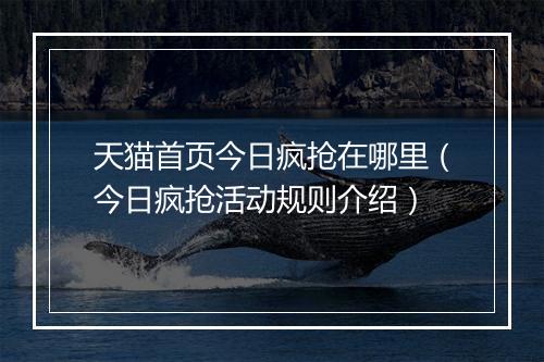 天猫首页今日疯抢在哪里（今日疯抢活动规则介绍）