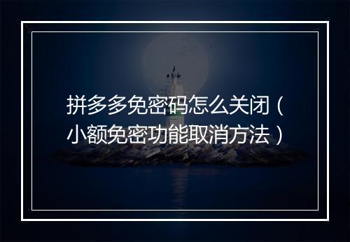 拼多多免密码怎么关闭（小额免密功能取消方法）