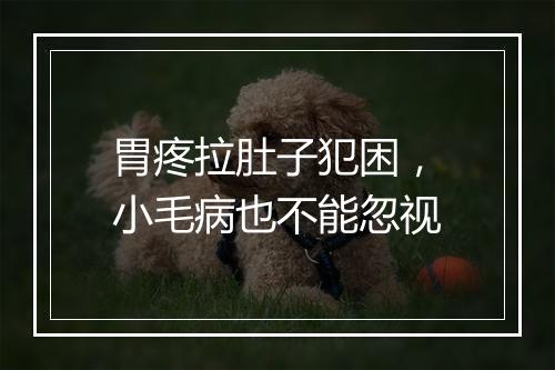 胃疼拉肚子犯困，小毛病也不能忽视